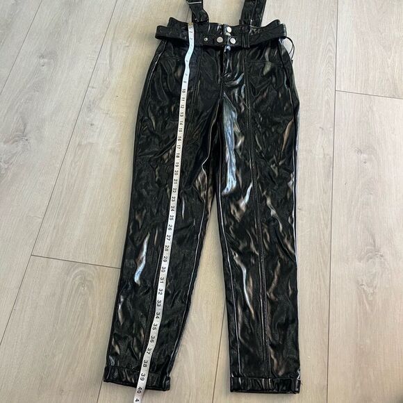 BlankNYC Other Worldly Overall Faux Leather Pants with Suspenders size 27 - Picture 2 of 12